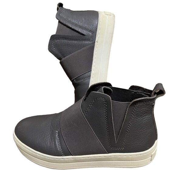 J Slides NYC Ankle Sneakers Gray Leather Sz 7 M Womens Flat - Picture 11 of 15